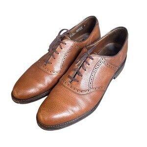 LL Bean Men’s Brown Leather Oxford Saddle Shoes Business Dress Shoes Size 10 N